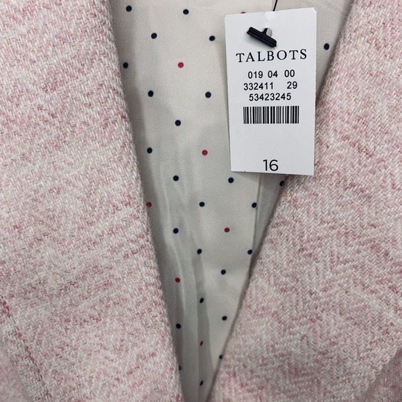 Talbots Wool Blend Herringbone Blazer Womens Plus 16 Pink Surgeon Cuffs NWT $179 - Picture 4 of 12